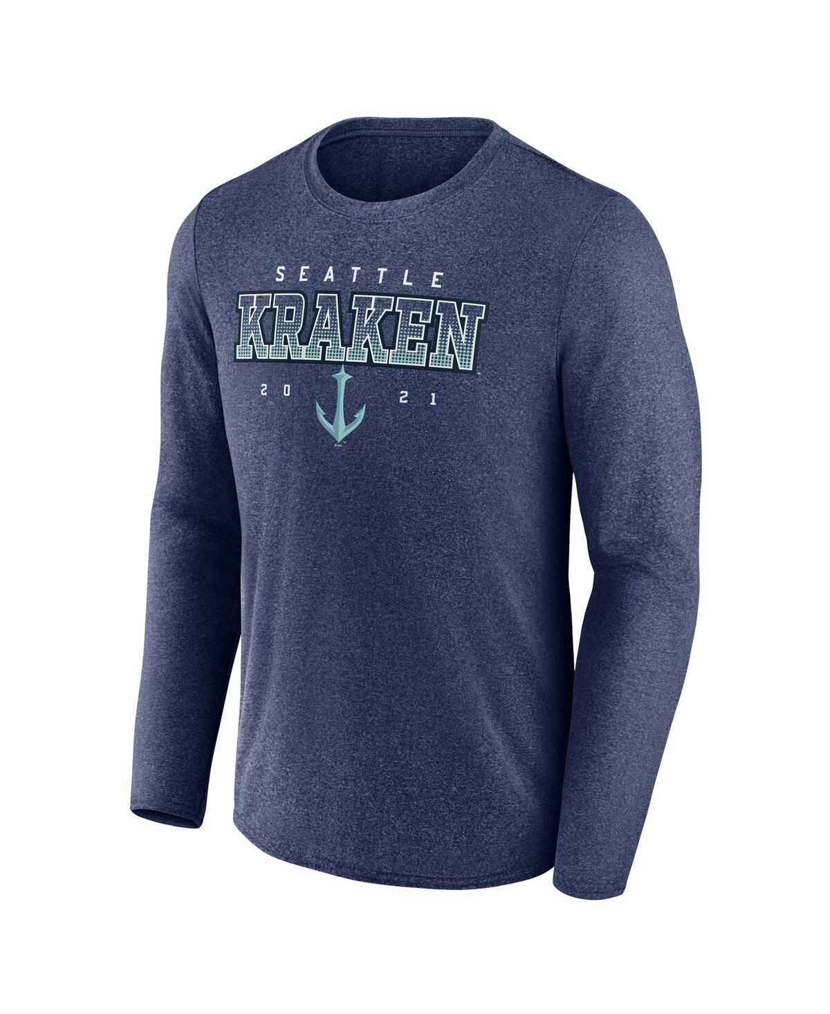 Men's Fanatics Heather Deep Sea Blue Seattle Kraken Long Sleeve T-shirt