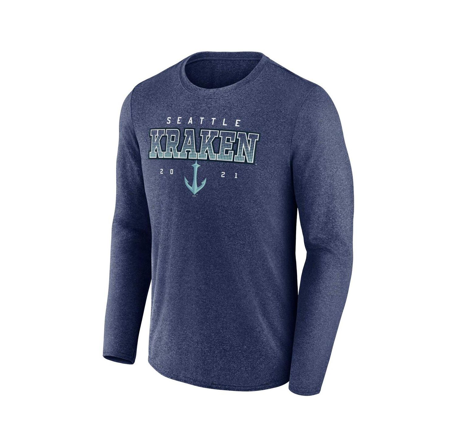 Men's Heather Deep Sea Blue Seattle Kraken Long Sleeve T-shirt