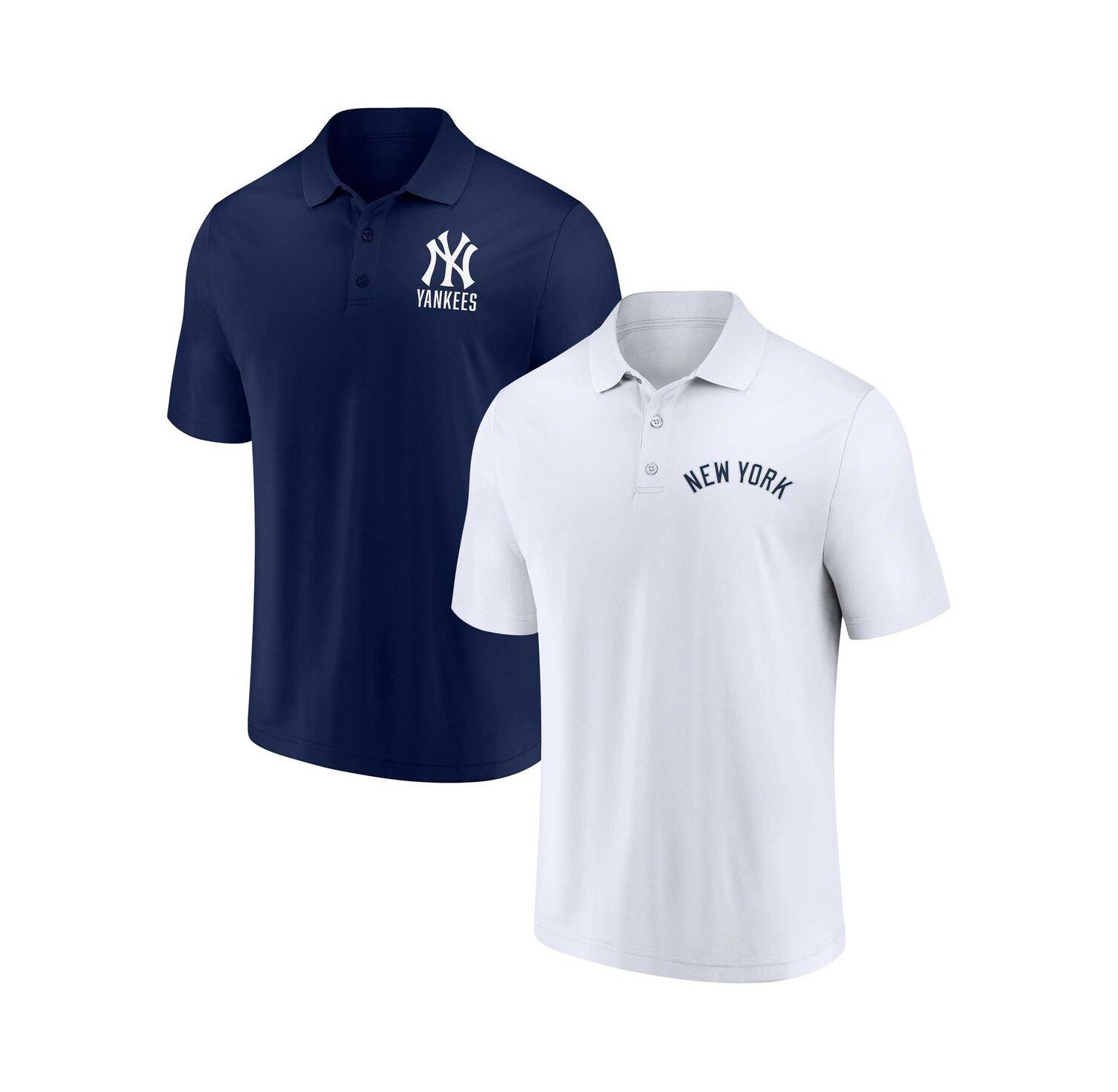 Men's Navy, White New York Yankees Two-Pack Logo Lockup Polo Shirt Set