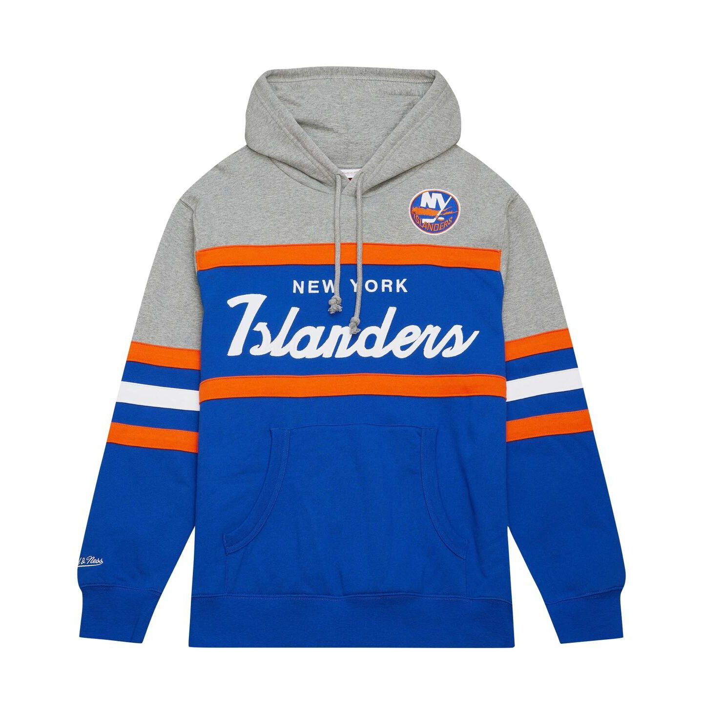 Мужское худи Mitchell & Ness Royal, Gray New York Islanders Head Coach Pullover — фото 2