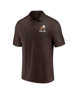 Men's White, Brown Distressed Cleveland Browns Throwback Two-Pack Polo Shirt Set