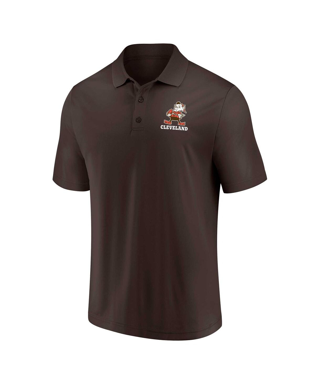 Men's Fanatics Brown Distressed Cleveland Browns Throwback Two-Pack Polo Shirt Set - Brown