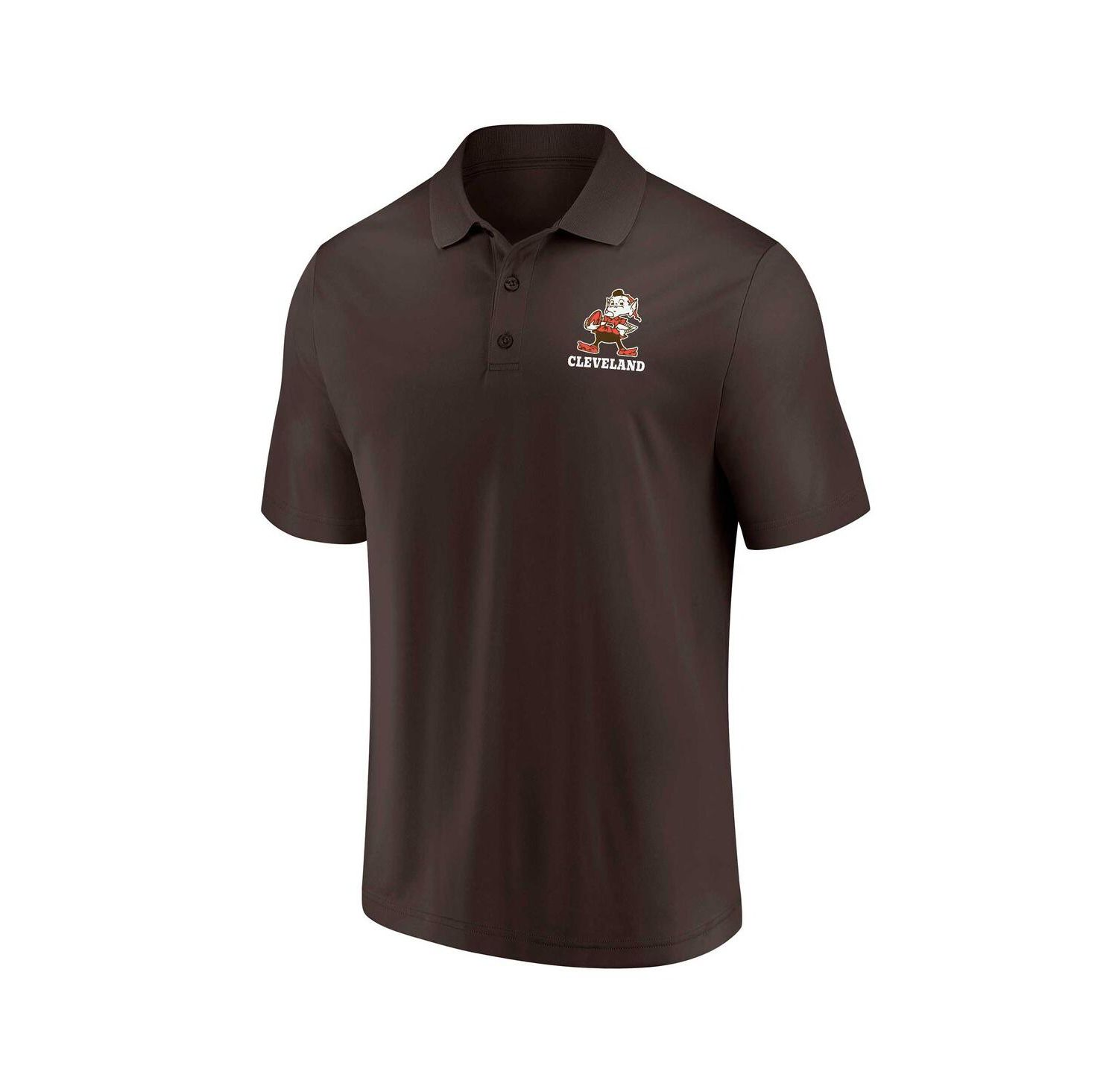 Men's White, Brown Distressed Cleveland Browns Throwback Two-Pack Polo Shirt Set