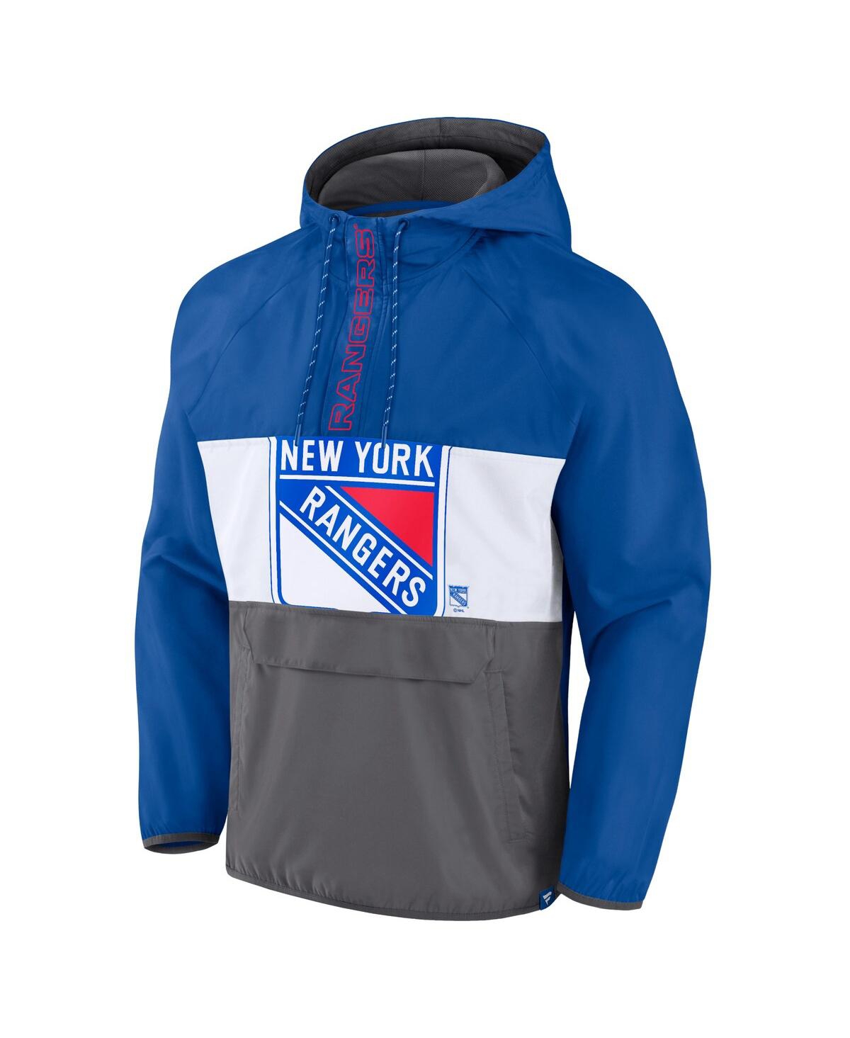 Men's FanaticsNew York Rangers Flagrant Foul Anorak Raglan Half-Zip Hoodie Jacket - Blue