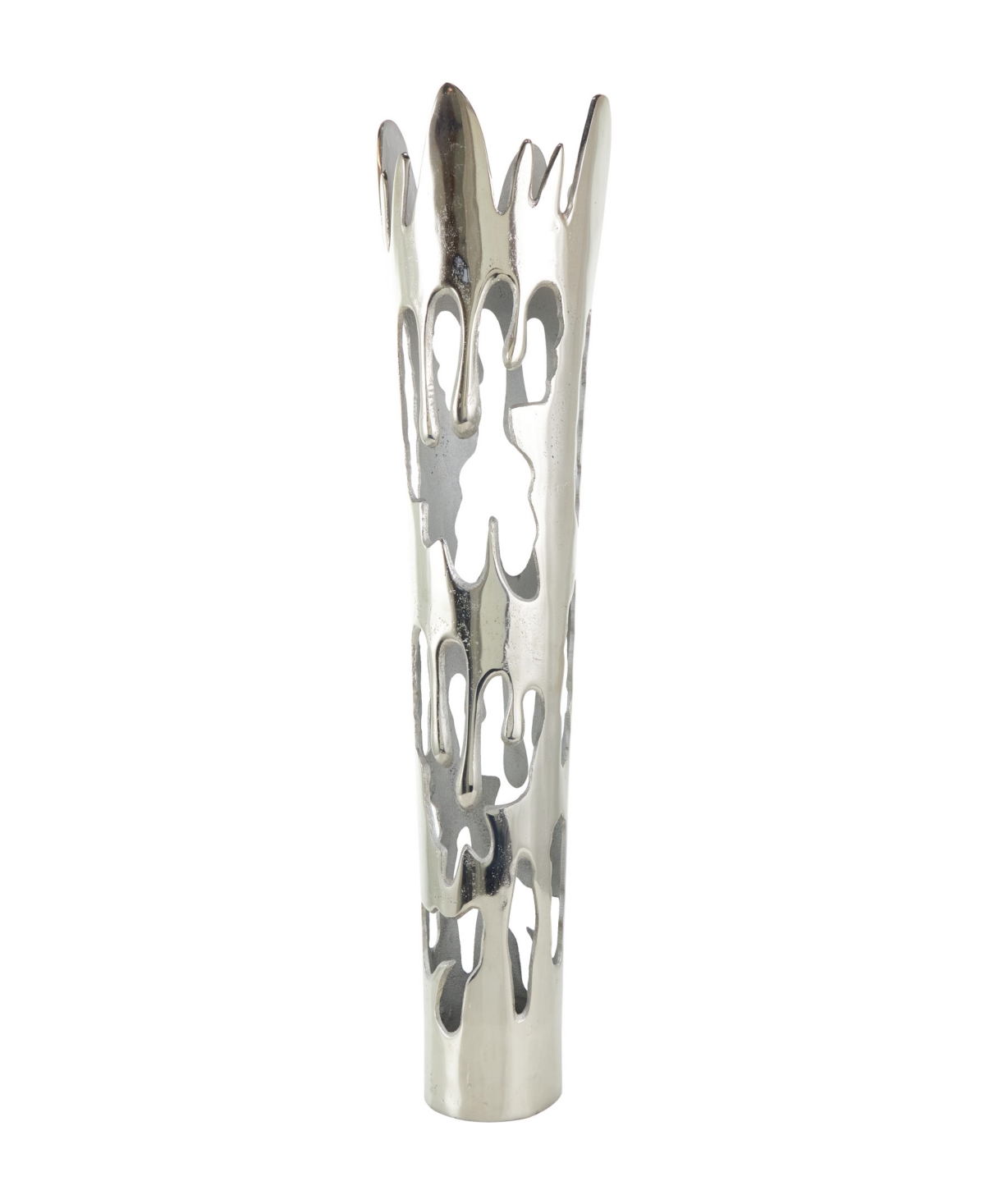 Rosemary Lane Aluminum Drip Vase With Melting Designed Body, 9" X 8" X 31" In Silver