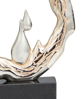 Aluminum Abstract Metallic Melting Drip Collection Sculpture with Marble Base, 14" x 3" x 17"