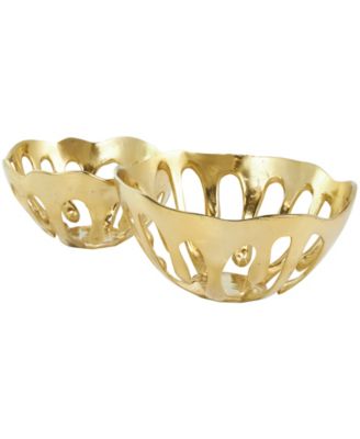 Aluminum Drip Decorative Bowl with Open Frame Design, Set of 2 - 13", 11" H