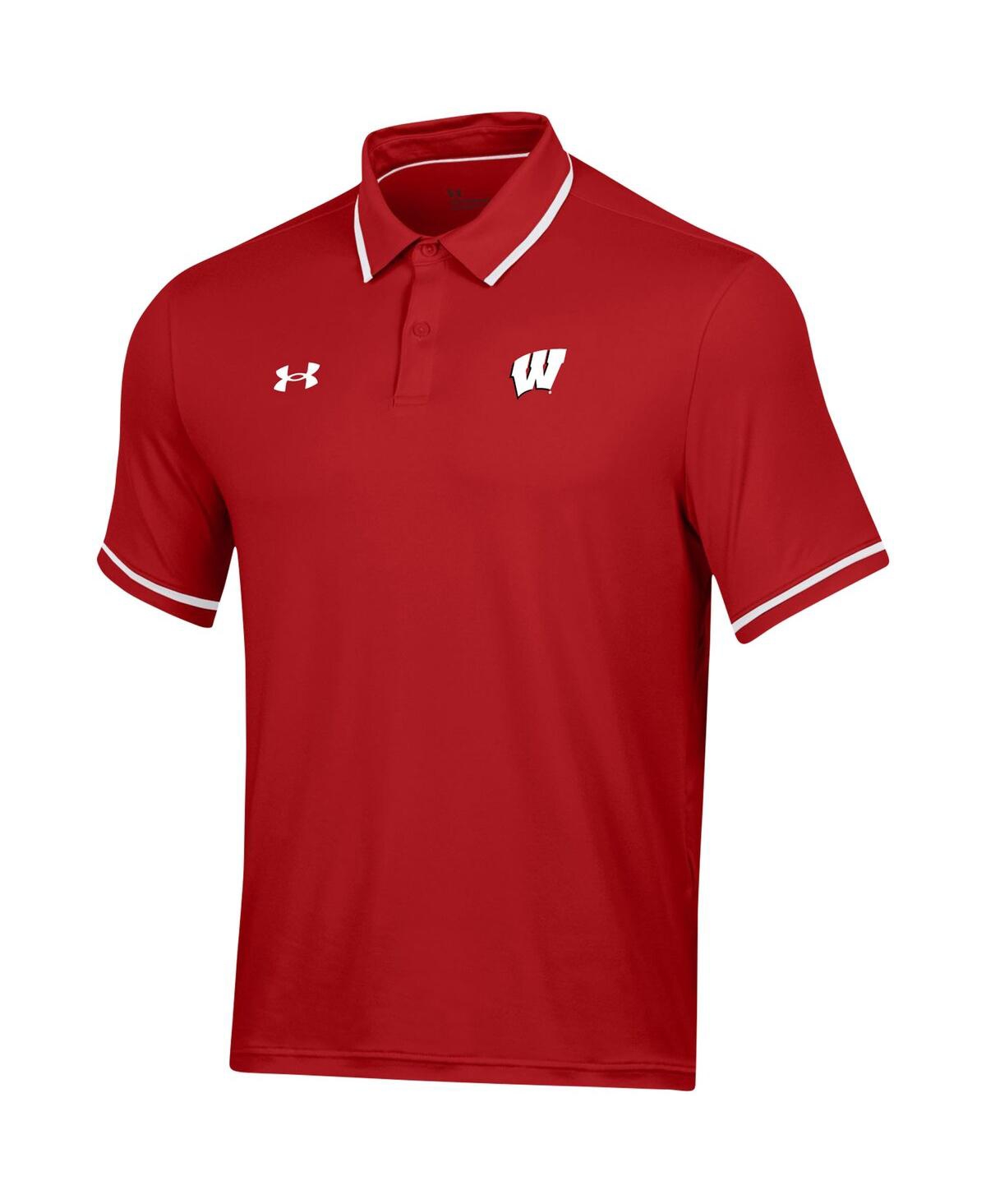 Shop Under Armour Men's  Red Wisconsin Badgers T2 Tipped Performance Polo Shirt