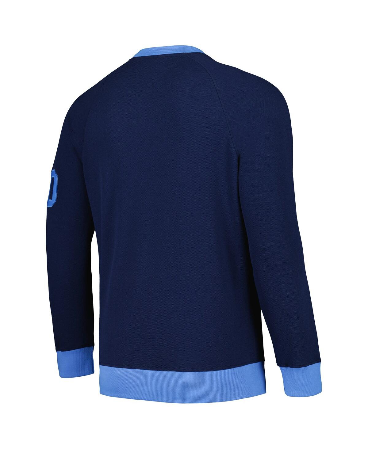 Shop Tommy Hilfiger Men's  Navy Tennessee Titans Reese Raglan Tri-blend Pullover Sweatshirt