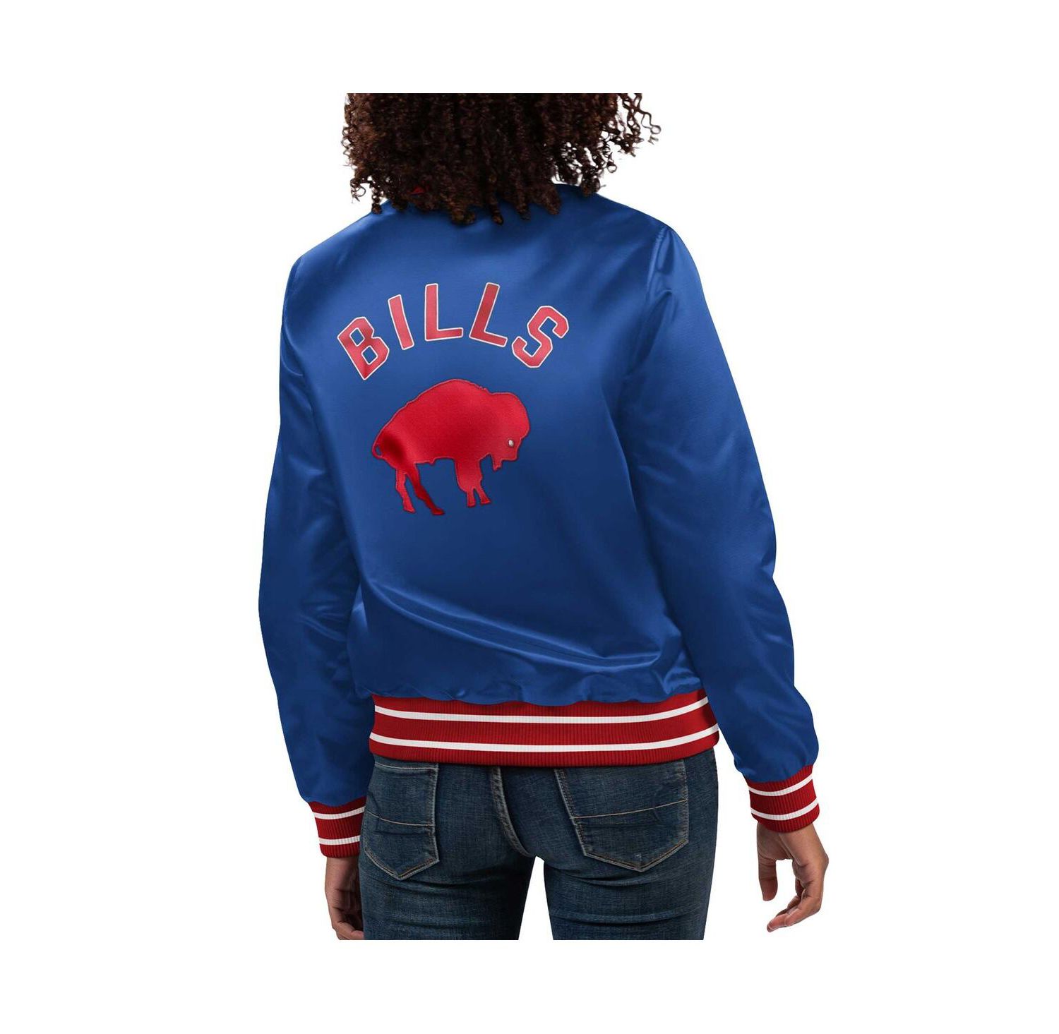 Women's Royal Buffalo Bills Full Count Satin Full-Snap Varsity Jacket