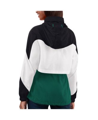 Women's Green, Black New York Jets Tie Breaker Lightweight Quarter-Zip Jacket
