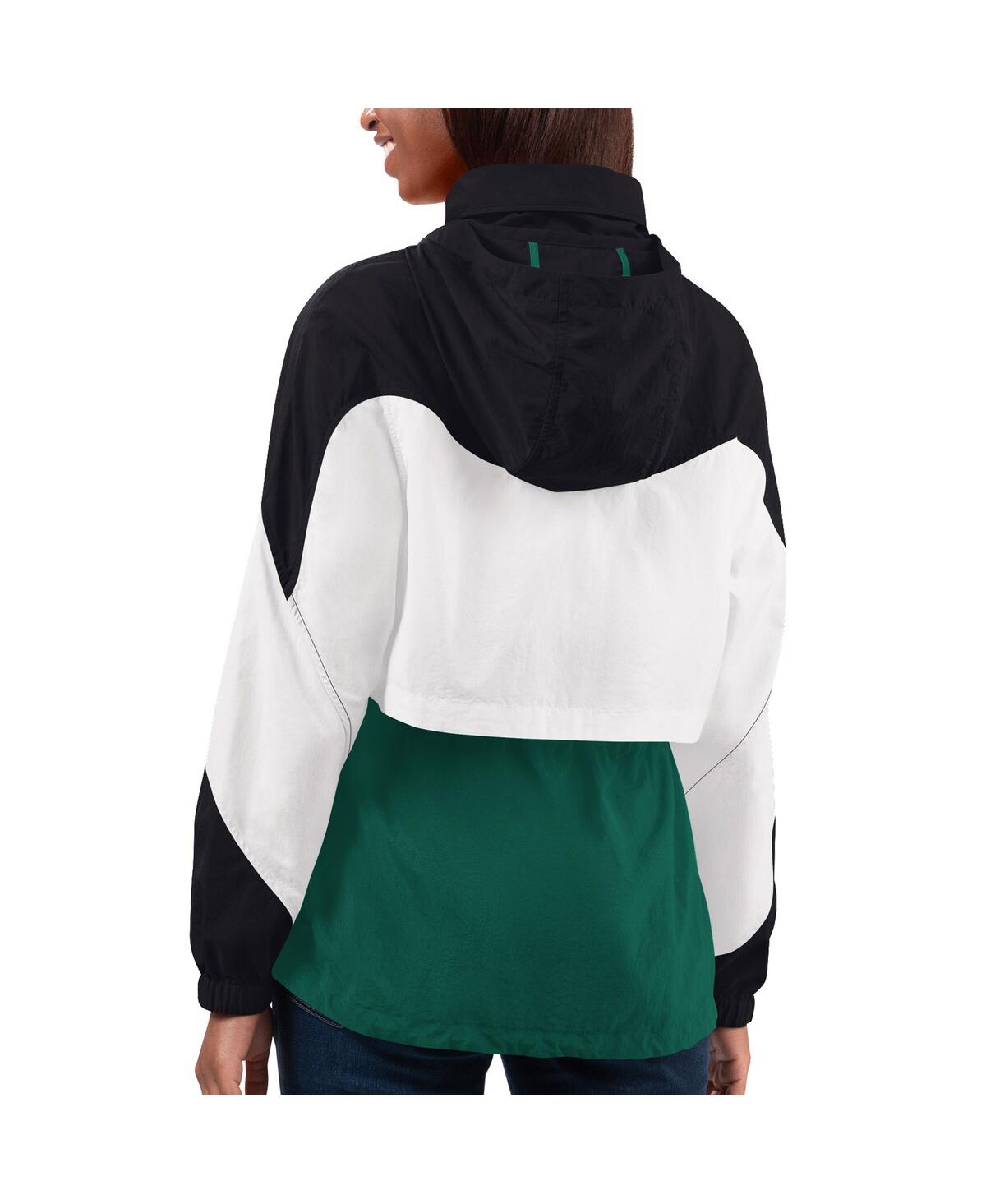 G-III 4HER BY CARL BANKS WOMEN'S G-III 4HER BY CARL BANKS GREEN, BLACK NEW YORK JETS TIE BREAKER LIGHTWEIGHT QUARTER-ZIP JACK 