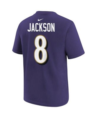 Toddler Boys and Girls Lamar Jackson Purple Baltimore Ravens Player Name and Number T-shirt