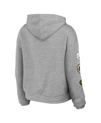 Women's Heather Gray Pittsburgh Steelers Full-Zip Hoodie