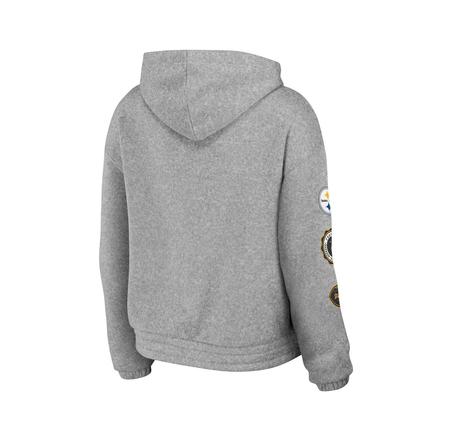 Women's Heather Gray Pittsburgh Steelers Full-Zip Hoodie