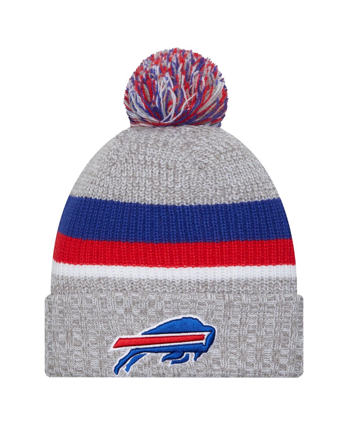 New Era Kids' Youth Boys And Girls  Heather Gray Buffalo Bills Cuffed Knit Hat With Pom In Neutral