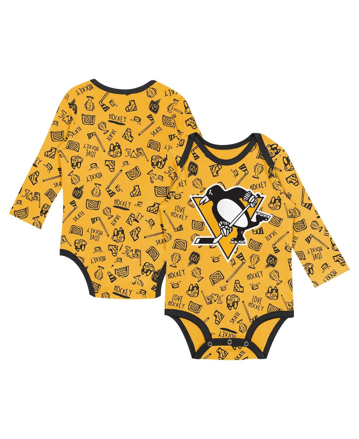Shop Outerstuff Infant Boys And Girls Gold Pittsburgh Penguins Dynamic Defender Long Sleeve Bodysuit