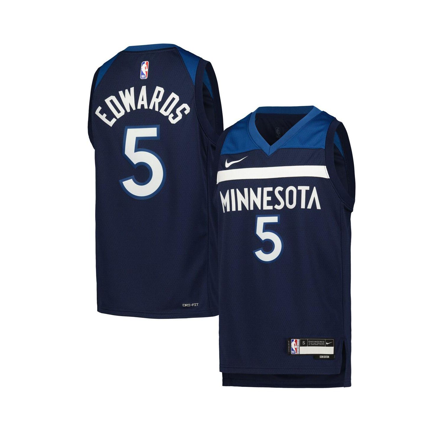 Big Boys Anthony Edwards Navy Minnesota Timberwolves Swingman Jersey - Icon Edition
