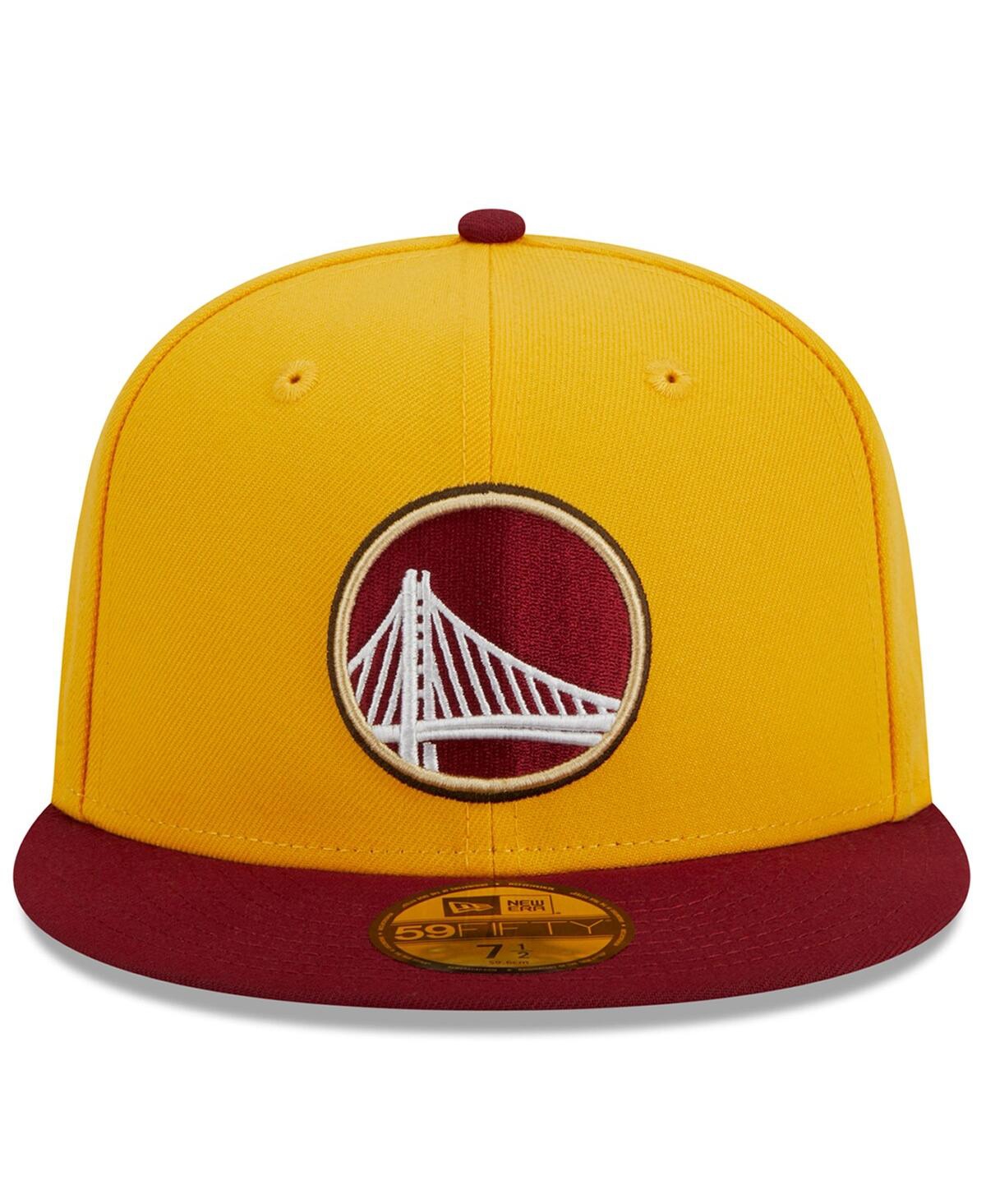 Men's New Era Red Golden State Warriors Fall Leaves 2-Tone 59FIFTY Fitted Hat - Red