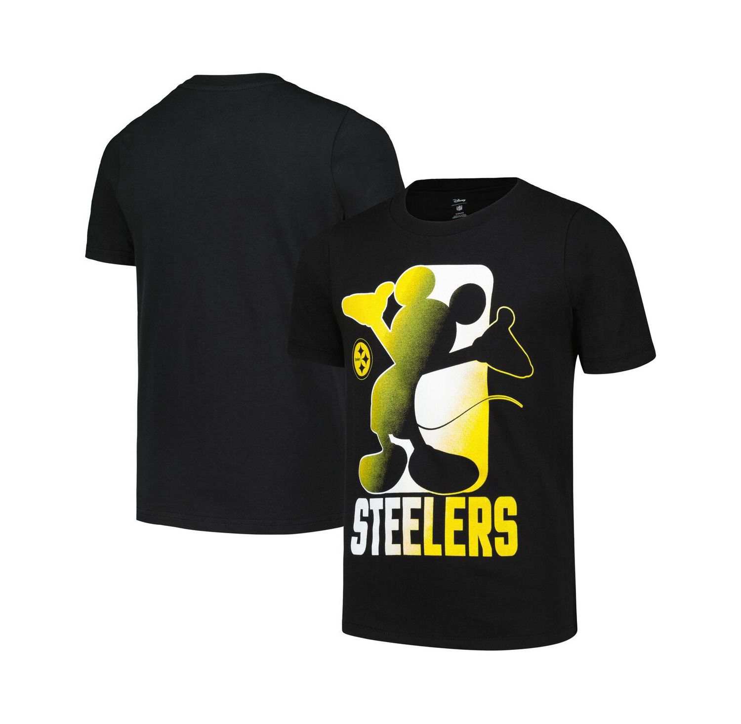 Big Boys Black Pittsburgh Steelers Disney Cross Fade T-shirt
