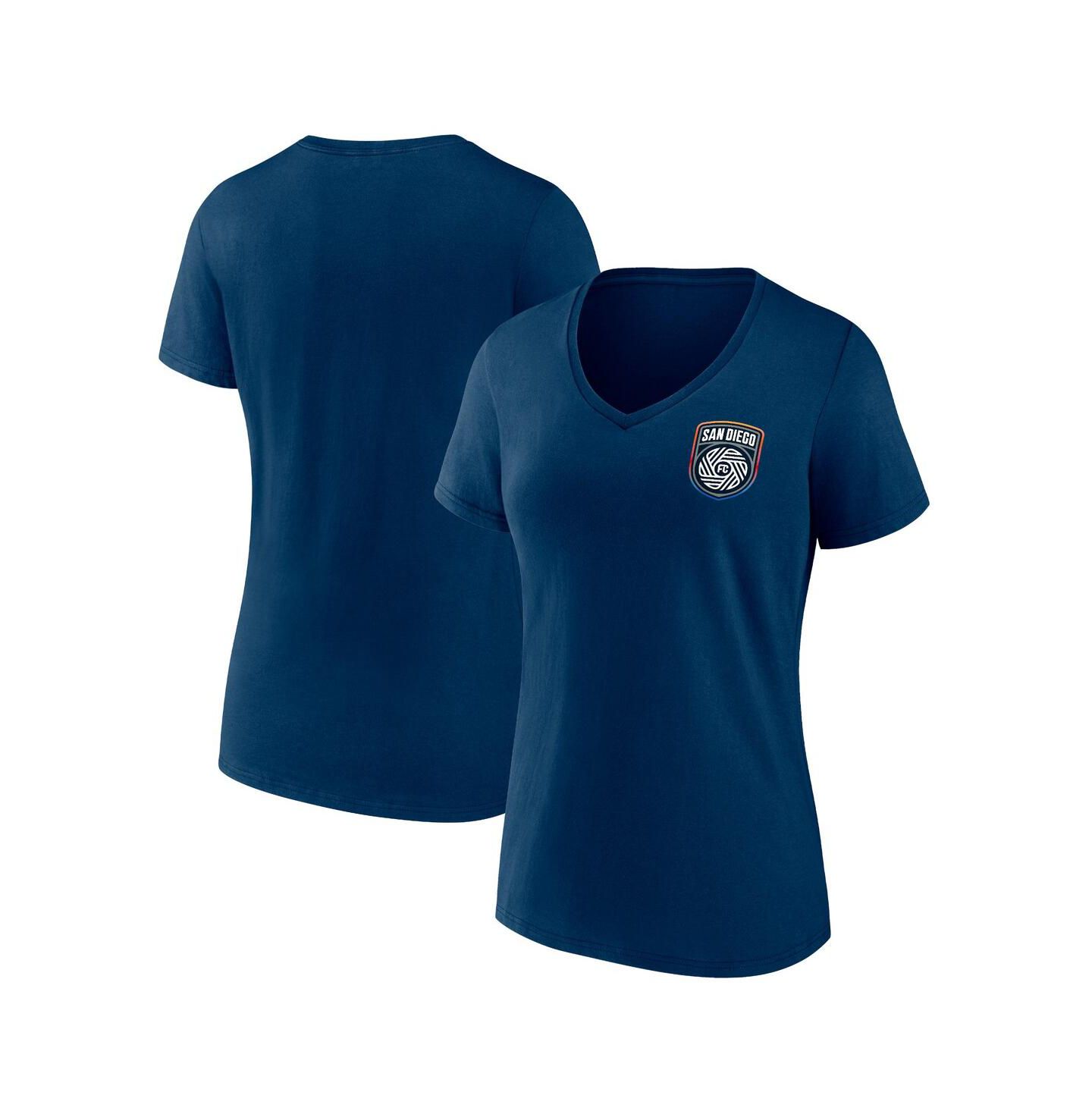 Женская футболка Fanatics Navy San Diego FC Primary Logo V-Neck — фото 1