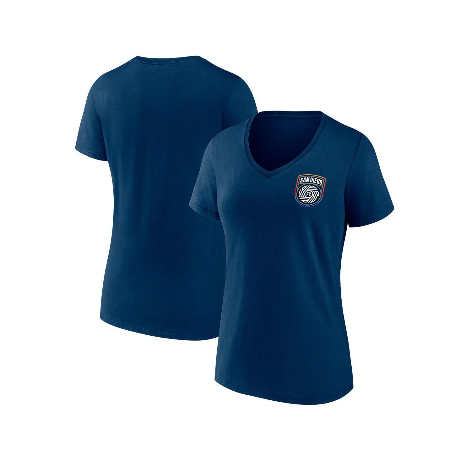 Women's Navy San Diego FC Primary Logo V-Neck T-shirt