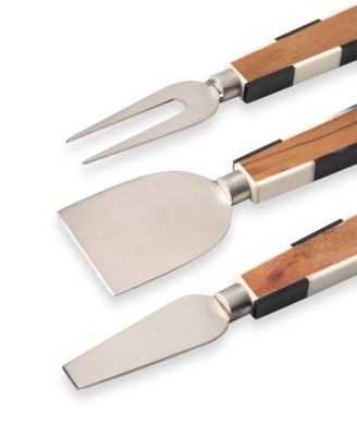 Signature Collection Acacia Wood 3 Piece Cheese Knife Set