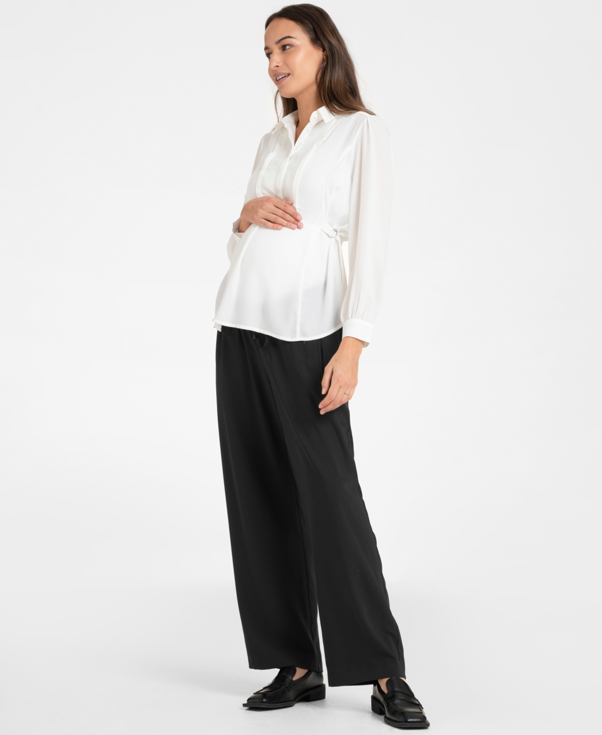 Shop Seraphine Women's Maternity Wide Leg Maternity Pants In Black