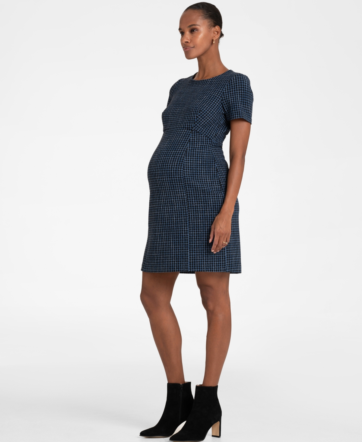 Shop Seraphine Women's Stretch Tweed Maternity Dress In Black,navy