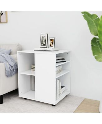 Rolling Cabinet White 23.6"x20.9"x28.3" Engineered Wood