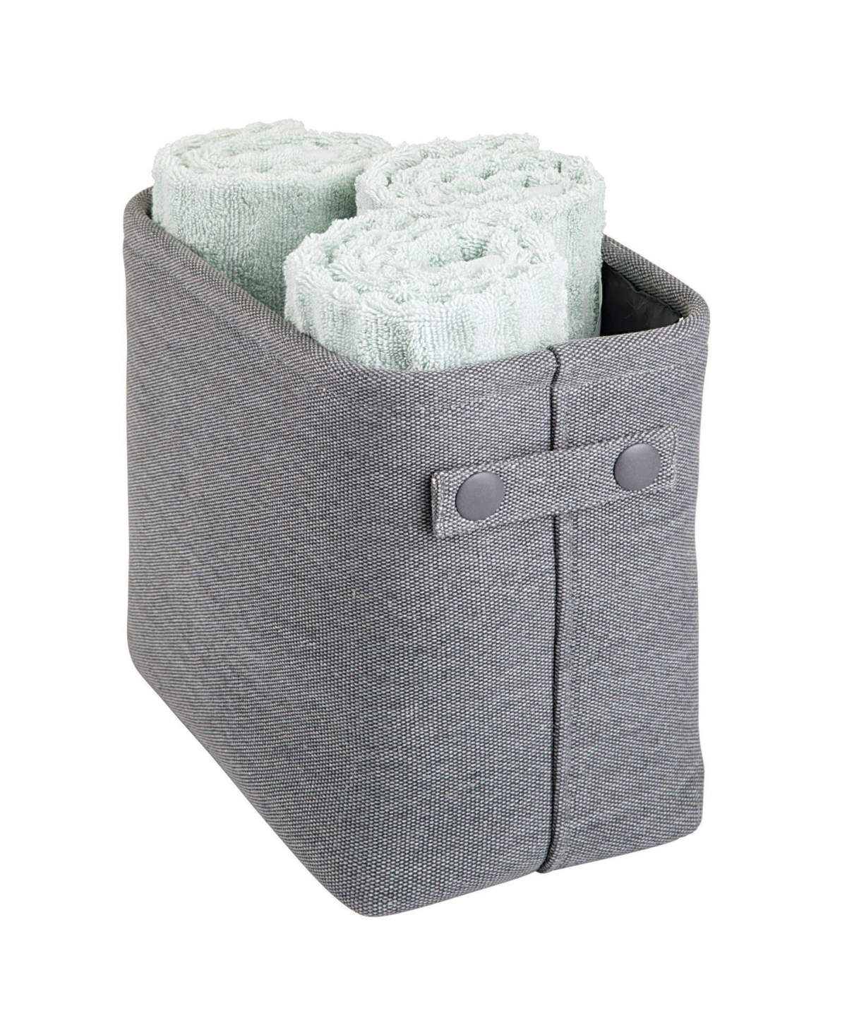 Narrow Bathroom Fabric Storage Bin Basket with Handles - Charcoal Gray - Gray