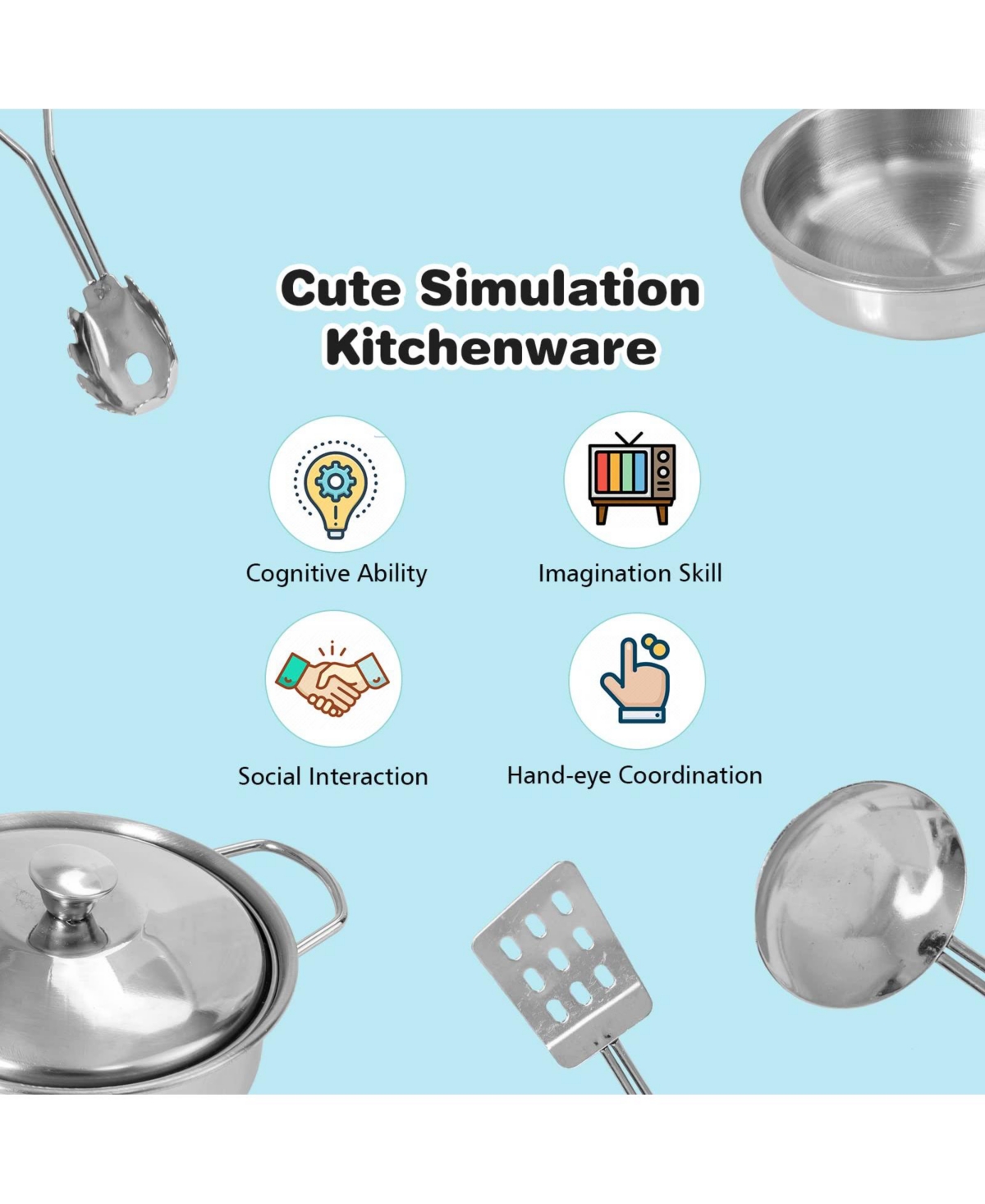 Inolait Sugift Vintage Play Kitchen Pretend Kids Cooking Playset Toys with Water Dispense