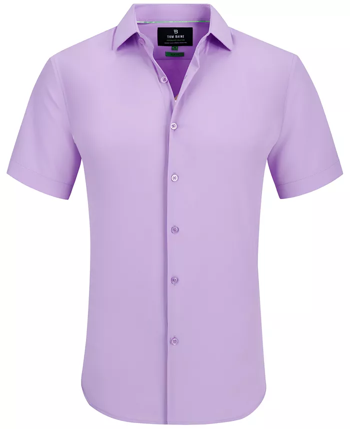 Men's Slim Fit Short Sleeve Performance Button Down Dress Shirt