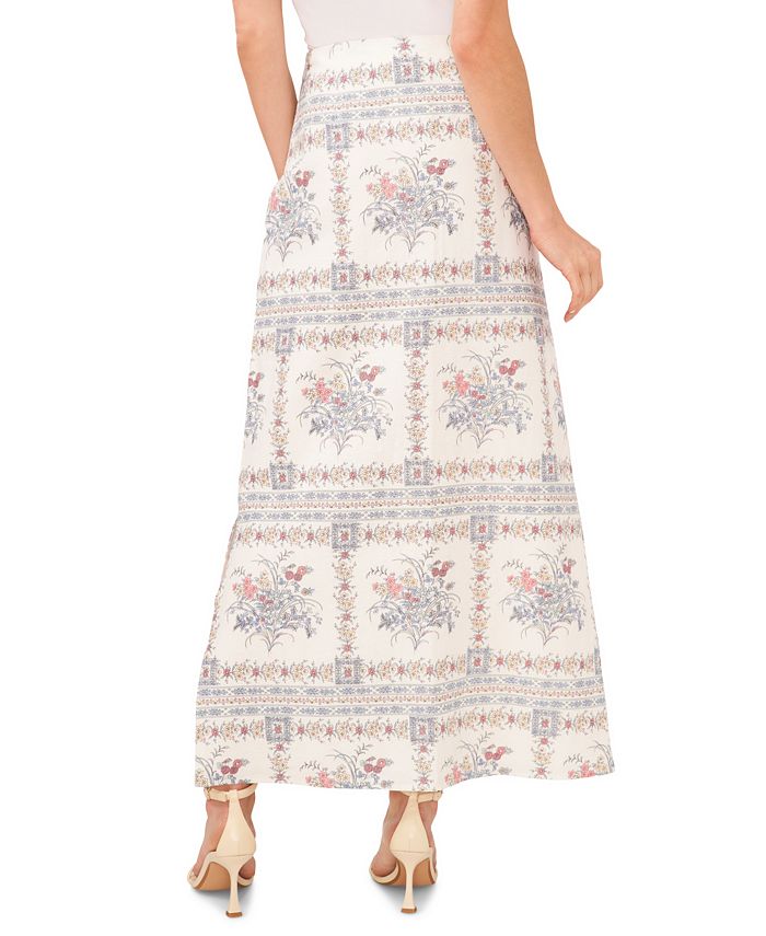 Floral print maxi length A-line skirt for women (size L) /evb009865