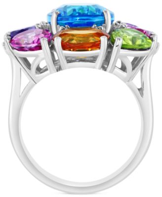 EFFY&reg; Multi-Gemstone Cluster Statement Ring (16-3/4 ct. t.w.) in Sterling Silver