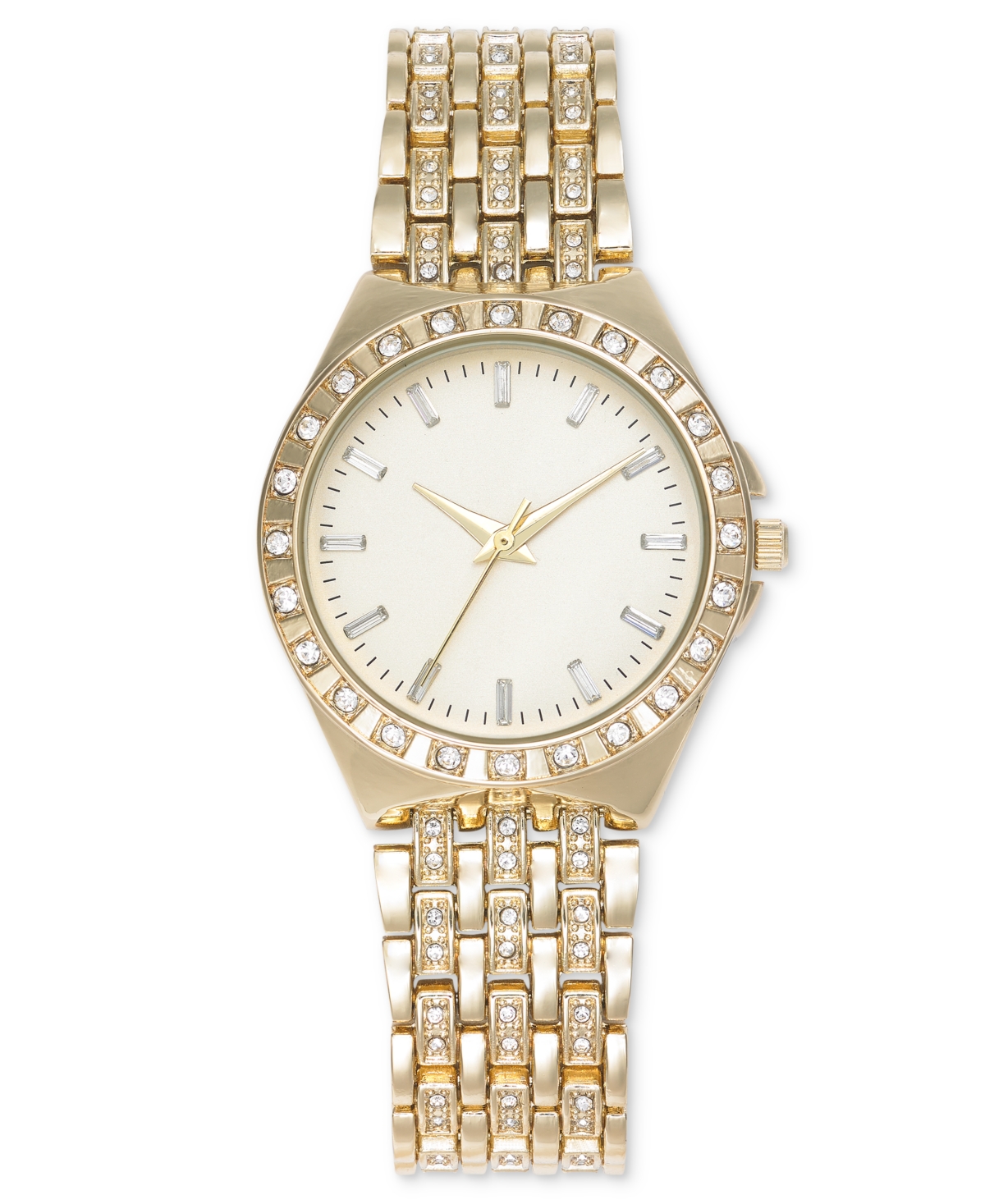Inc International Concepts Women's Crystal Gold-tone Bracelet Watch 33mm, Created For Macy's