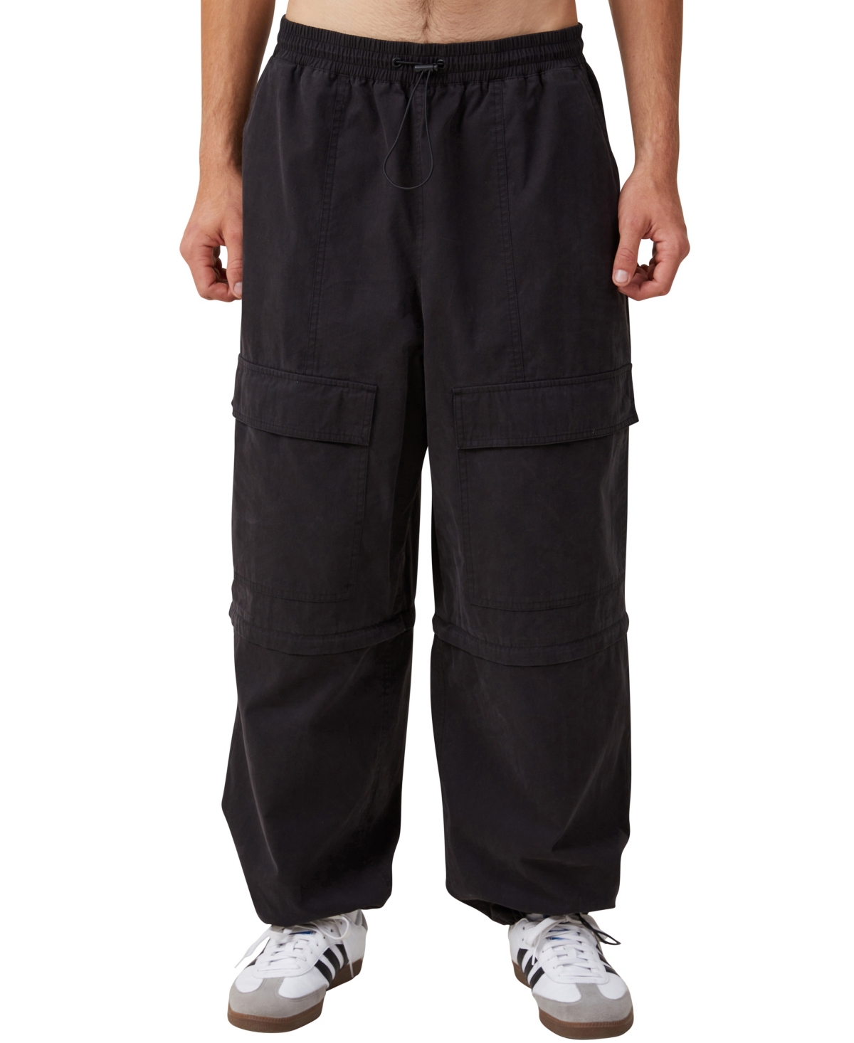 Cotton On Men's Parachute Super Baggy Pants In Black Zip Off