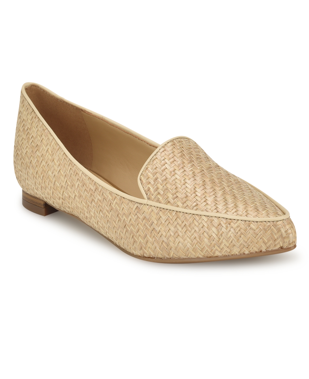 Shop Nine West Women's Abay Pointed Toe Slip-on Smoking Flats In Medium Natural Woven - Manmade