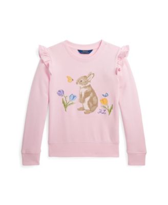 폴로 랄프로렌 Polo Ralph Lauren Big Girls Ruffled Bunny Terry Sweatshirt,Hint of Pink