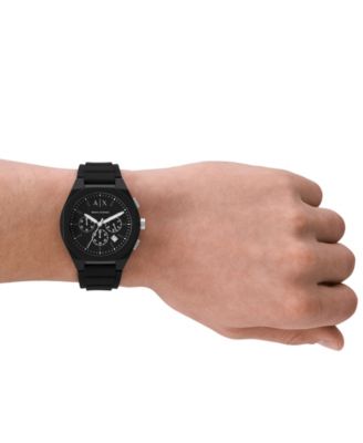 Men's Sync Chronograph Black Silicone Watch 44mm