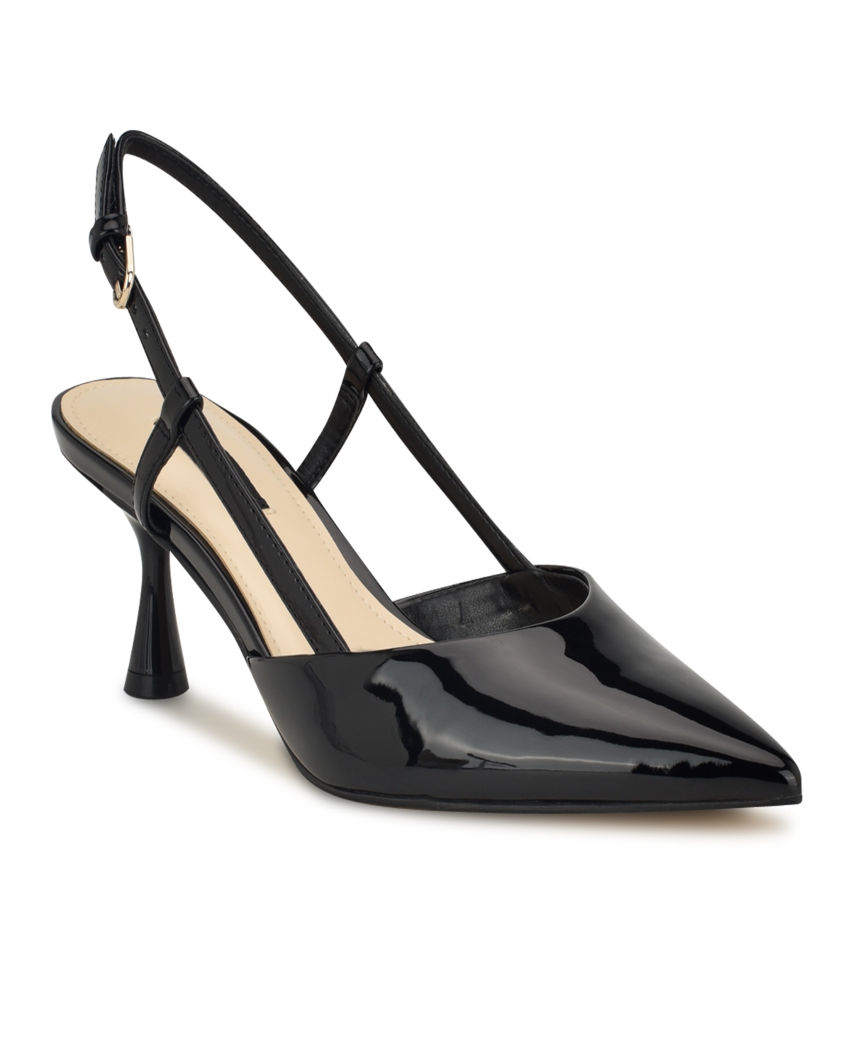 Shop Nine West Women's Rhonda Pointy Toe Tapered Heel Dress Pumps In Black - Faux Patent Leather