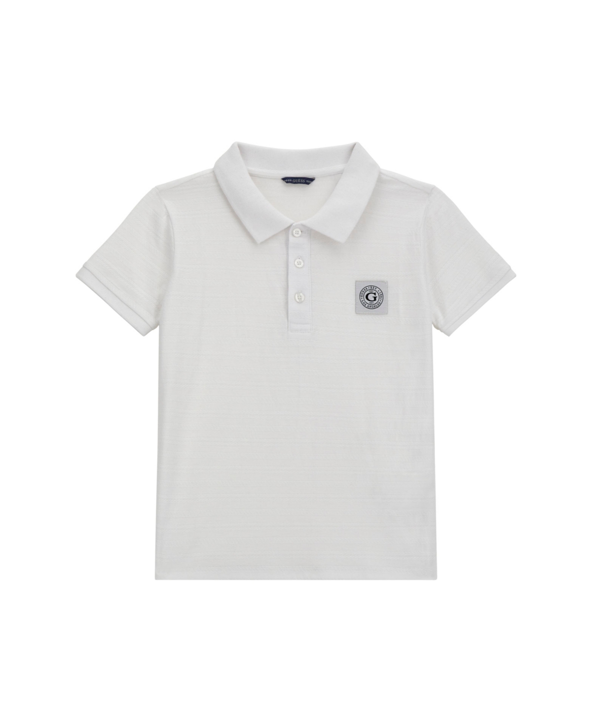 Shop Guess Big Boys Short Sleeve Textured Knit Polo Shirt In White