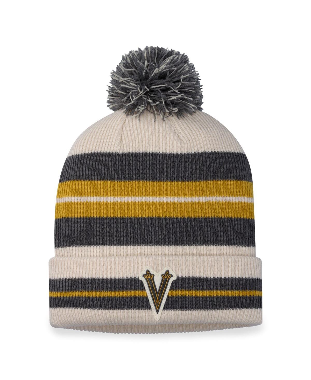 Fanatics Men's  Vegas Golden Knights Charcoal, Cream 2024 Nhl Winter Classic Cuffed Knit Hat With Pom In Charcoal,cream