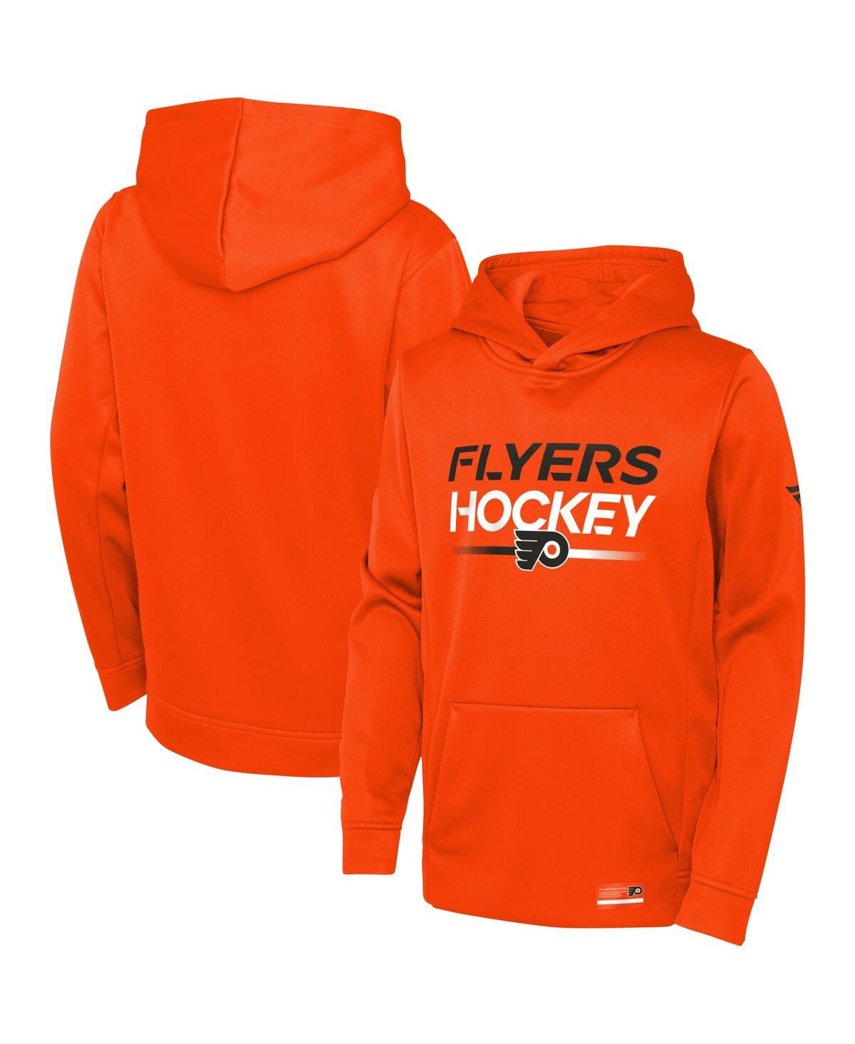 Shop Fanatics Big Boys  Orange Philadelphia Flyers Authentic Pro Pullover Hoodie