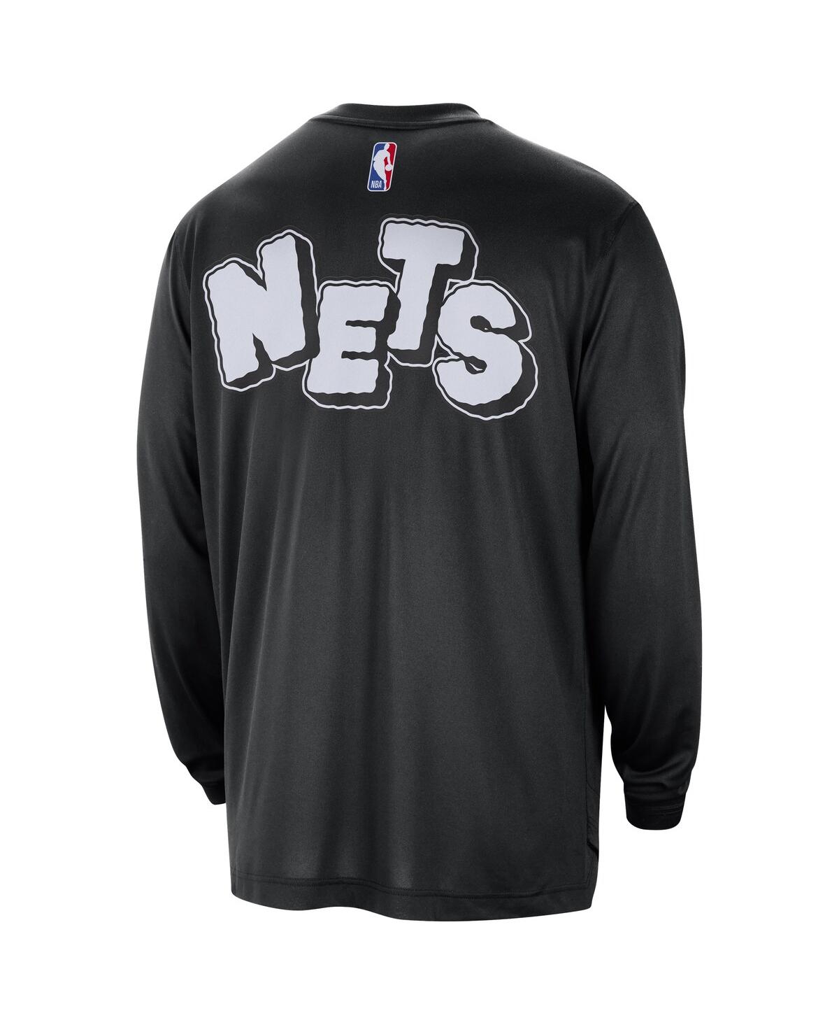 Men's NikeDistressed Brooklyn Nets 2023/24 City Edition Authentic Pregame Performance Long Sleeve Shooting T-shirt - Black