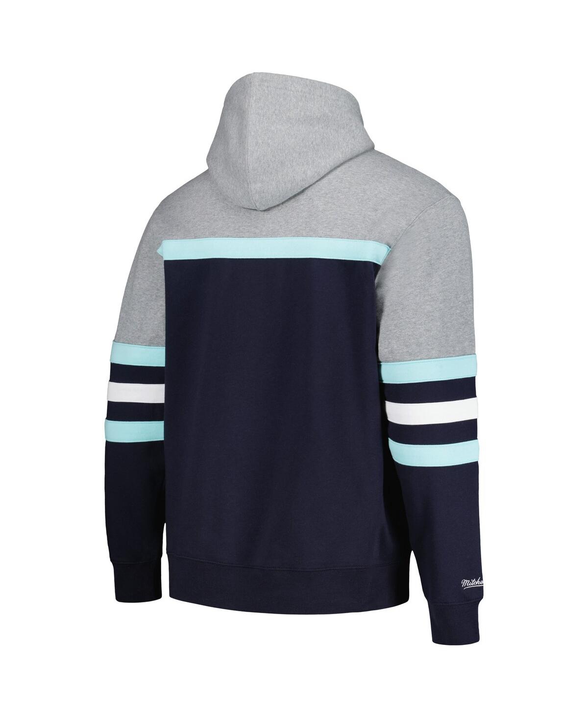 Mitchell & Ness Men's  Deep Sea Blue, Gray Seattle Kraken Head Coach Pullover Hoodie In Deep Sea Blue,gray