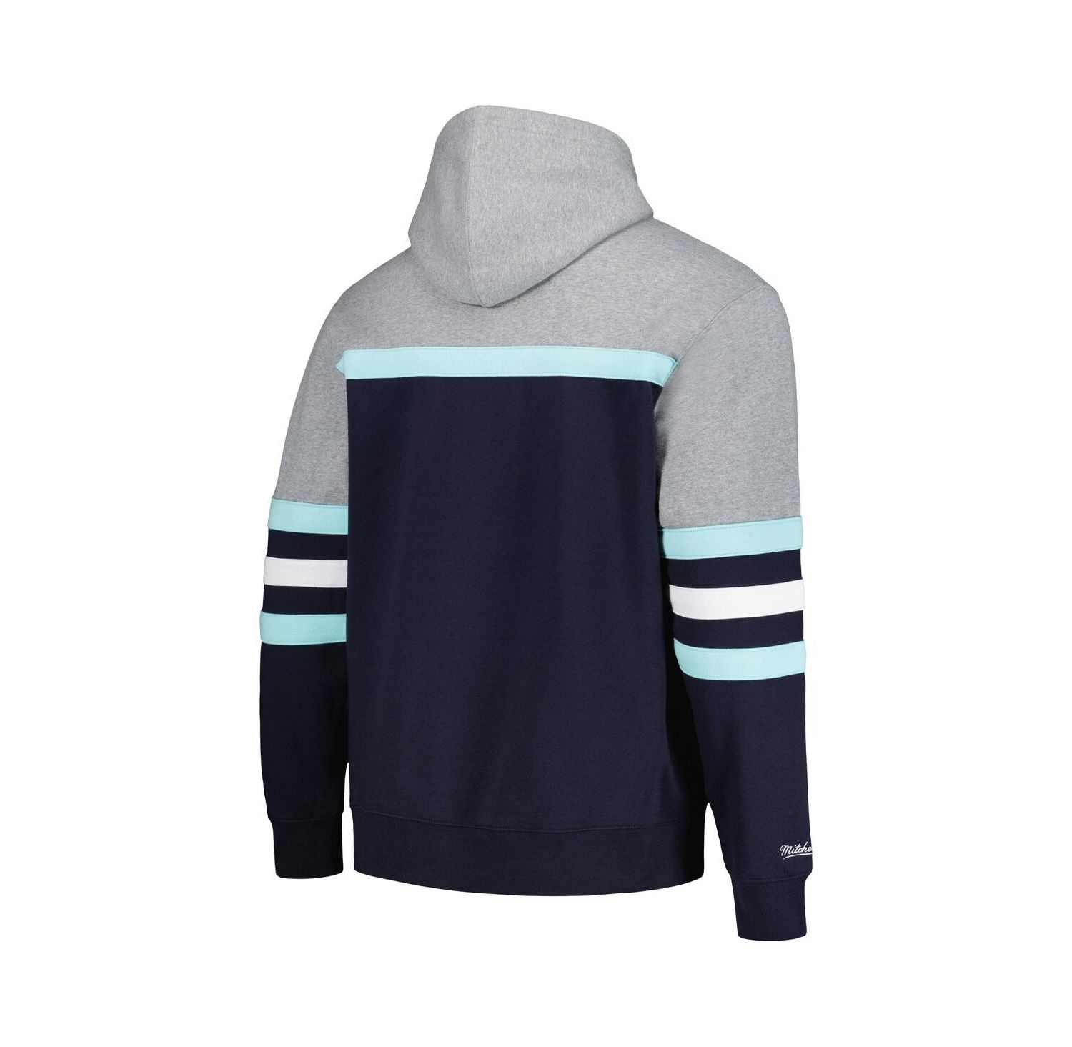 Men's Deep Sea Blue, Gray Seattle Kraken Head Coach Pullover Hoodie