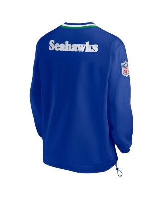 Men's Royal Seattle Seahawks Throwback V-Neck Pullover Windbreaker