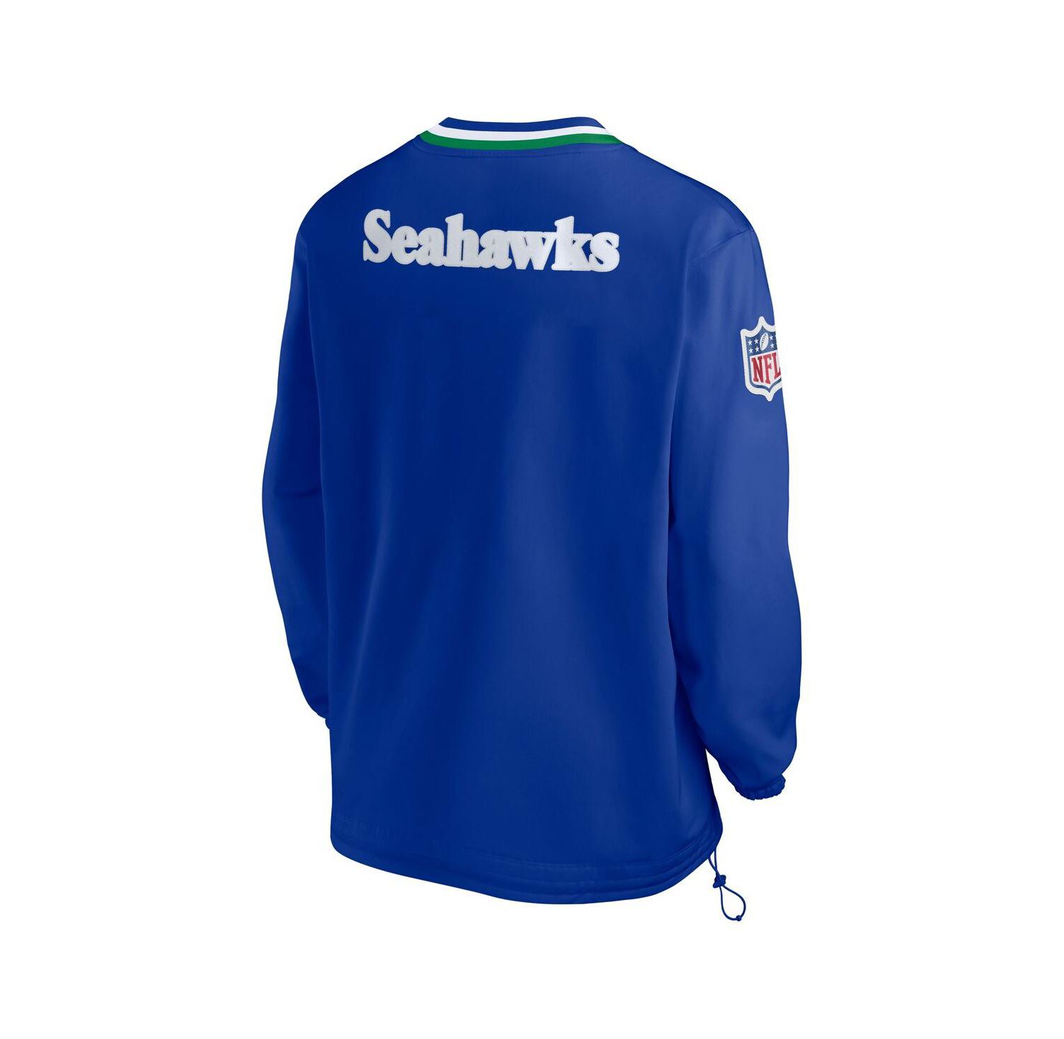 Men's Royal Seattle Seahawks Throwback V-Neck Pullover Windbreaker