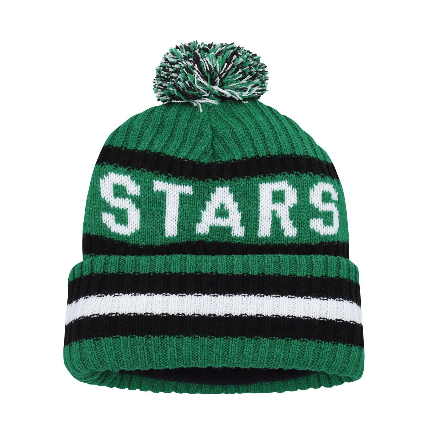 Мужская шапка '47 Brand Kelly Green Dallas Stars Bering Cuffed Knit Hat with Pom — фото 2